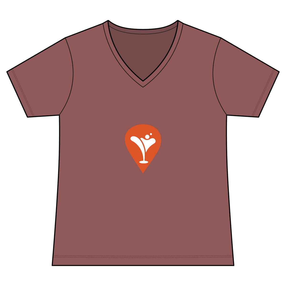 Gravity Skiing Women's V-Neck Tee in Nostalgia Rose, front