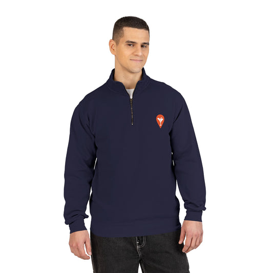 Wind & Sailing Quarter-Zip Sweatshirt in True Navy, male model, front