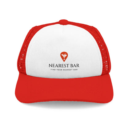 Nearest Bar Dog Trucker Hat in White / Red, front