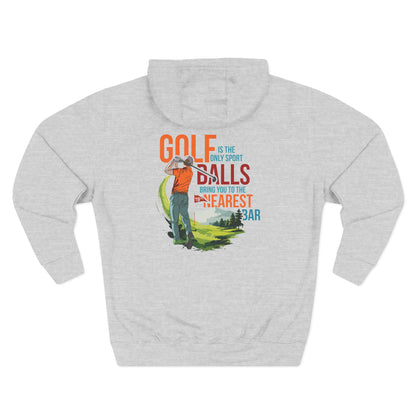 Golf Is the Only Sport Fleece Hoodie in Heather Grey, flat back
