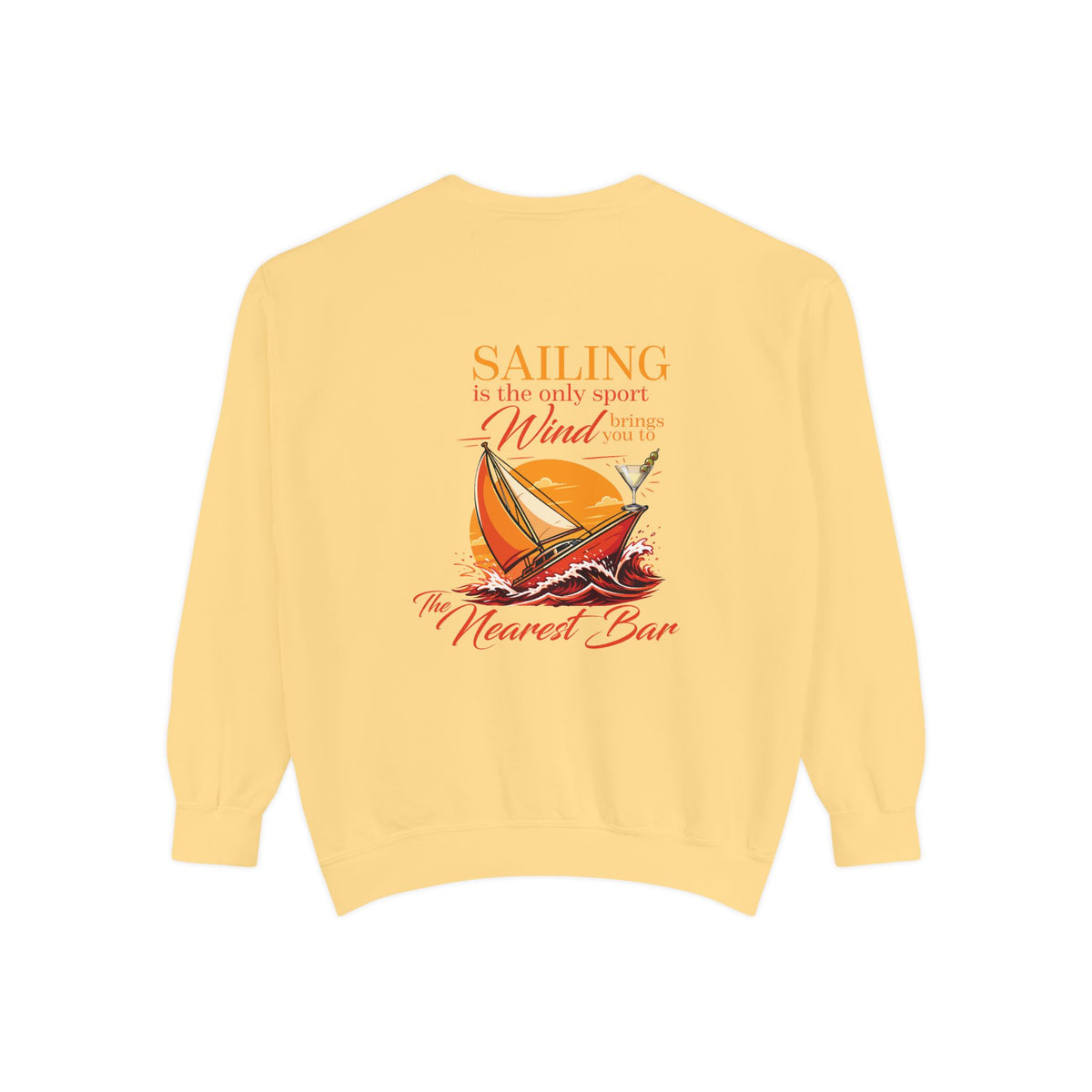Wind & Sailing Crewneck Sweatshirt in Butter, flat back
