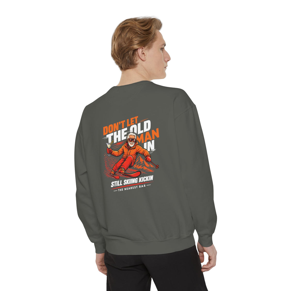 Don't Let the Old Man In Crewneck Sweatshirt in Pepper, male model, back