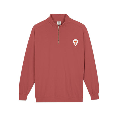 Don't Let the Old Man In Quarter-Zip Sweatshirt in Crimson, flat front