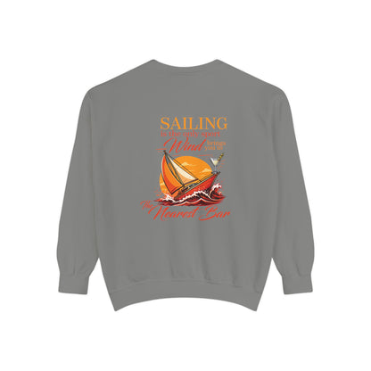 Wind & Sailing Crewneck Sweatshirt in Grey, flat back