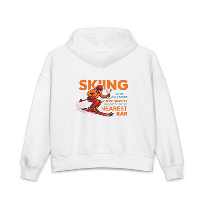 Gravity Skiing Women's Hoodie in White, back
