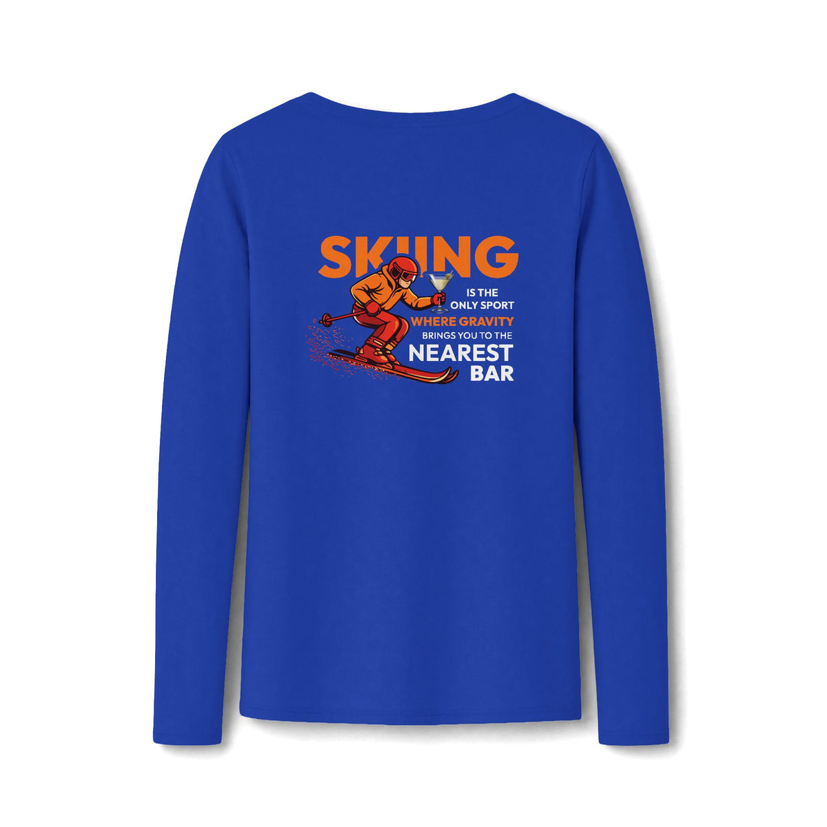 Gravity Skiing Women's Long Sleeve V-Neck Tee in True Royal, front