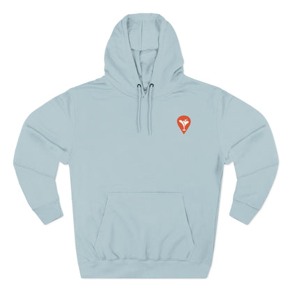 Don't Let the Old Man In Fleece Hoodie in Blue Mist, flat front