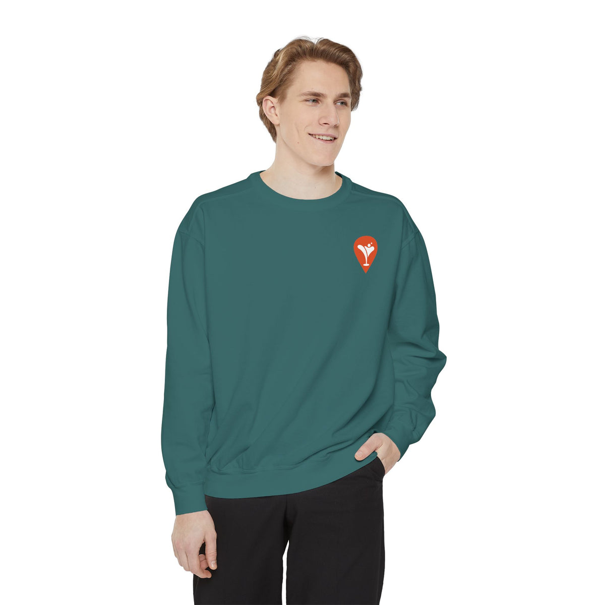 Don't Let the Old Man In Crewneck Sweatshirt in Blue Spruce, male model, front