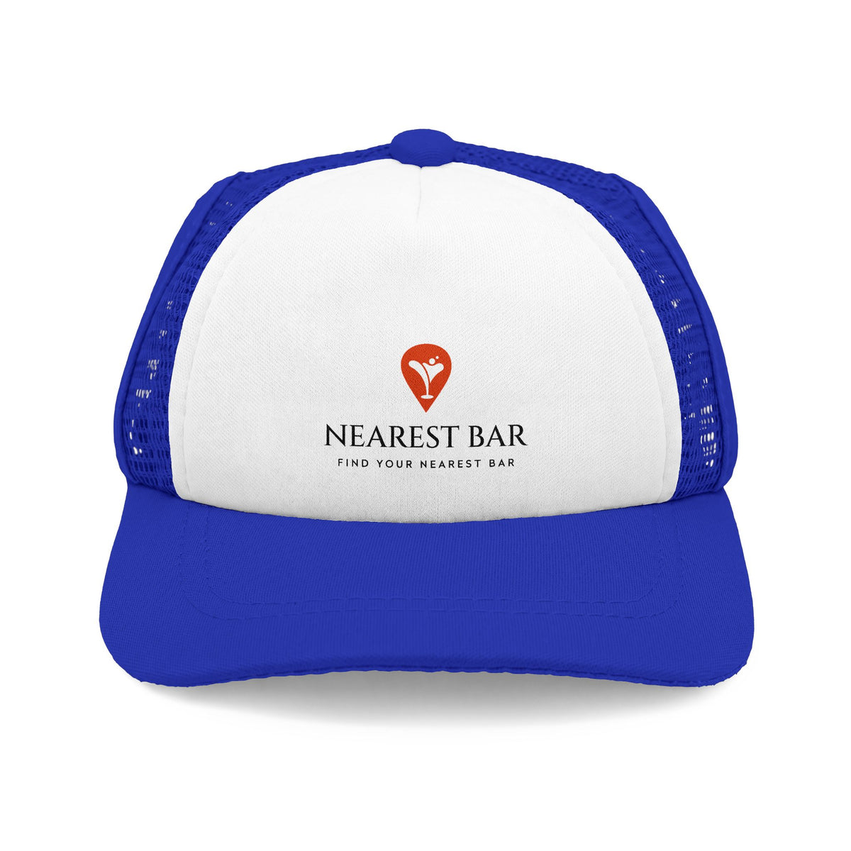 Nearest Bar Dog Trucker Hat in White / Blue, front