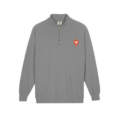Don't Let the Old Man In Quarter-Zip Sweatshirt in Grey, flat front