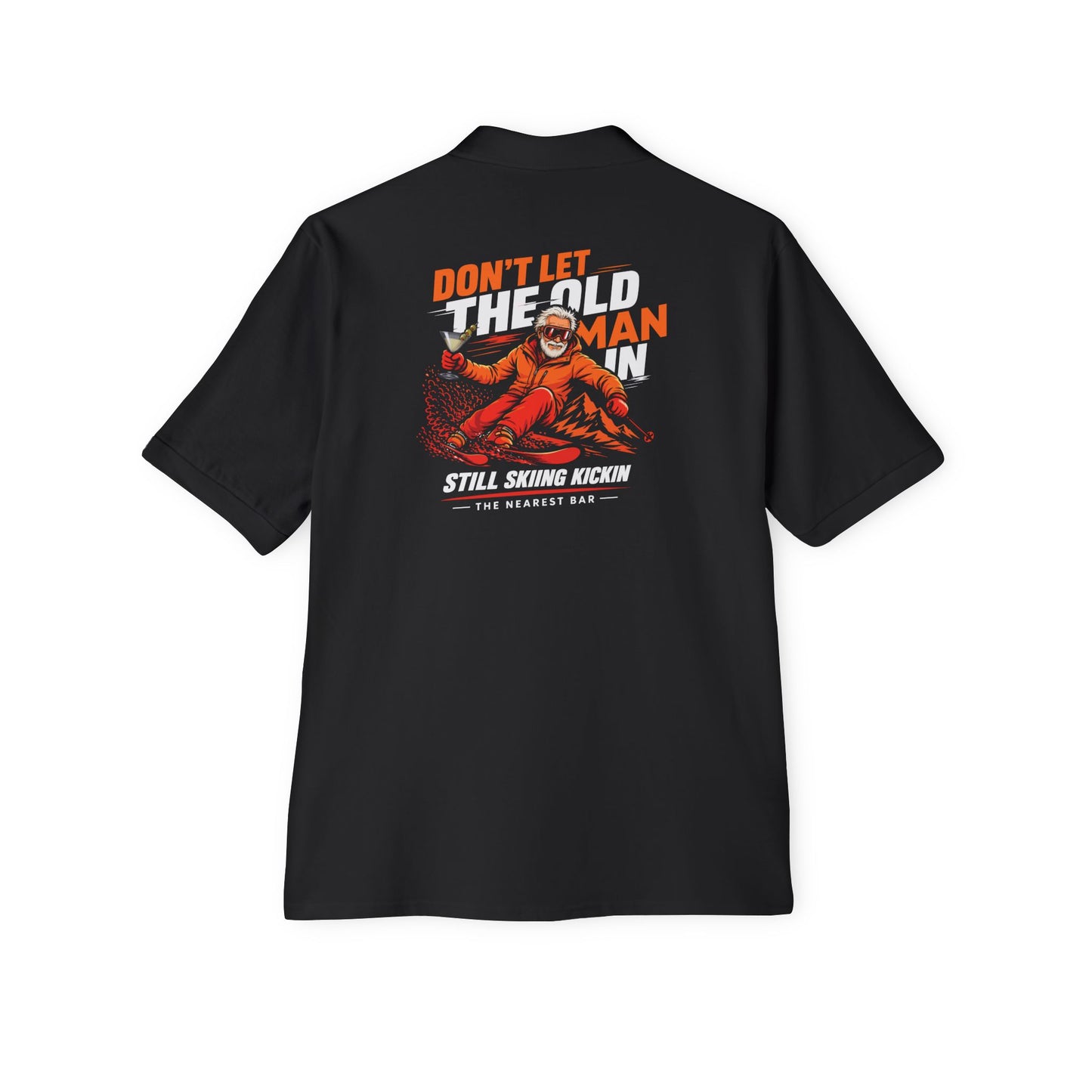 Old Man Skiing Nearest Bar Polo Shirt
