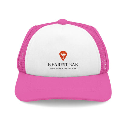 Nearest Bar Dog Trucker Hat in White / Pink, front