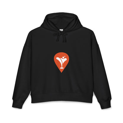 Gravity Skiing Women's Hoodie in Black, front