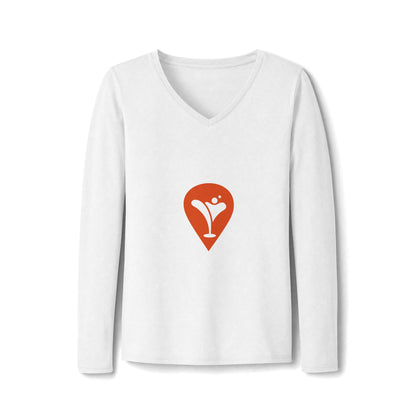 Good Friends, Best Friends Women's Long Sleeve V-Neck Tee in White, front