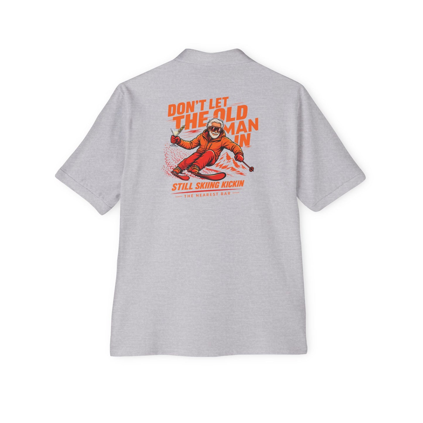 Old Man Skiing Nearest Bar Polo Shirt