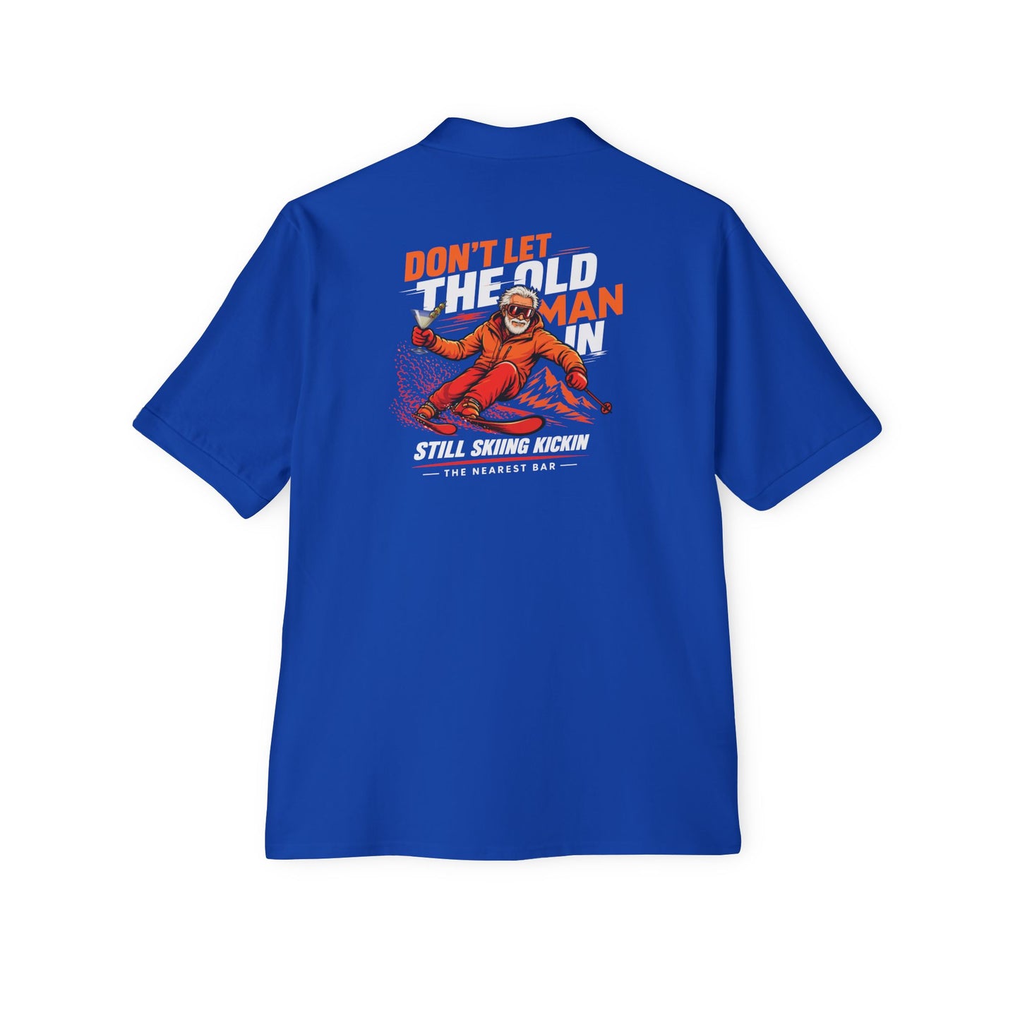 Old Man Skiing Nearest Bar Polo Shirt