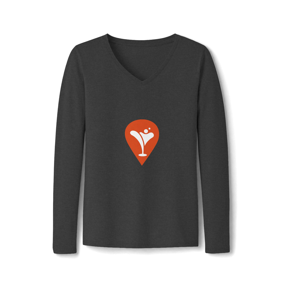 Wind & Sailing Women's Long Sleeve V-Neck Tee in Dark Heather Grey, front