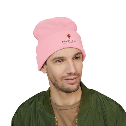 Nearest Bar Knit Cap (Light Colors) in Baby Pink, male model