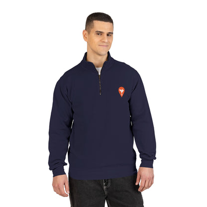 Don't Let the Old Man In Quarter-Zip Sweatshirt in True Navy, male model, front