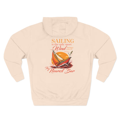 Don't Let the Old Man In Fleece Hoodie in Pale Pink, flat back