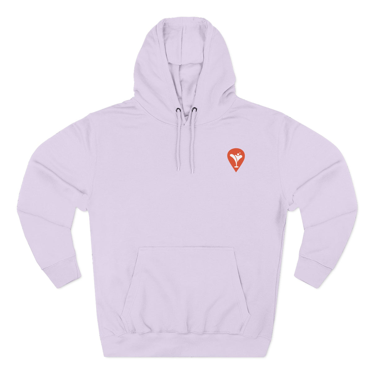Gravity Skiing Fleece Hoodie in Lilac, flat front