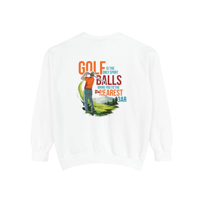 Golf Is the Only Sport Crewneck Sweatshirt in White, flat back