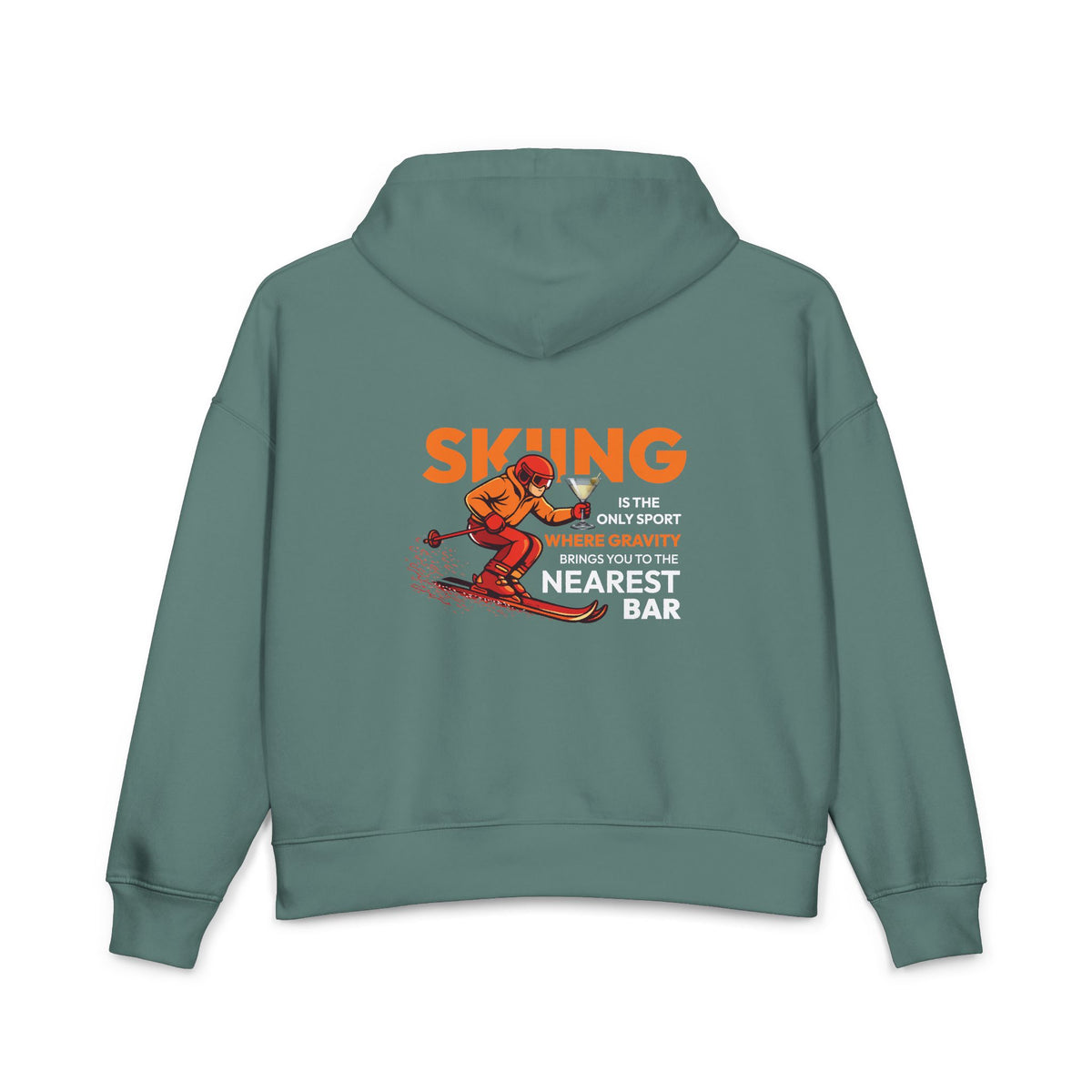 Gravity Skiing Women's Hoodie in Green Bay, back