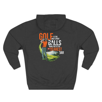 Golf Is the Only Sport Fleece Hoodie in Charcoal Heather, flat back