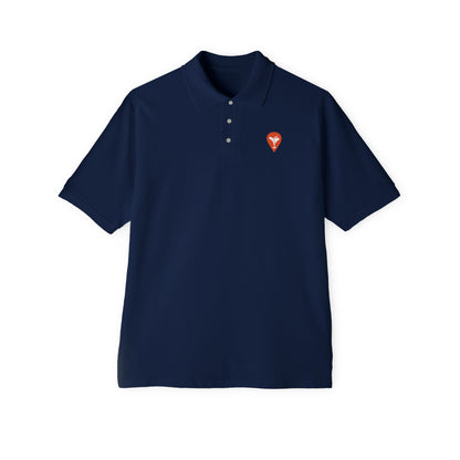 Skiing Nearest Bar Polo in J. Navy, front with Nearest Bar chest logo