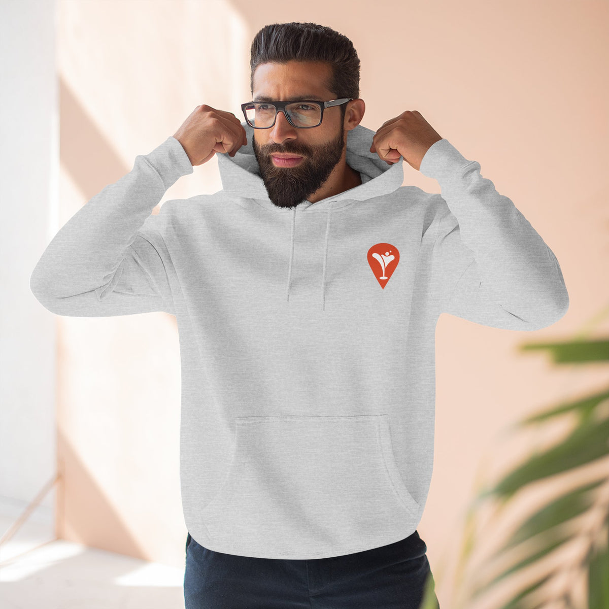 Golf Is the Only Sport Fleece Hoodie in Heather Grey, male model, front