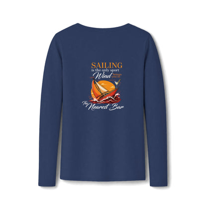 Wind & Sailing Women's Long Sleeve V-Neck Tee in Team Navy, back