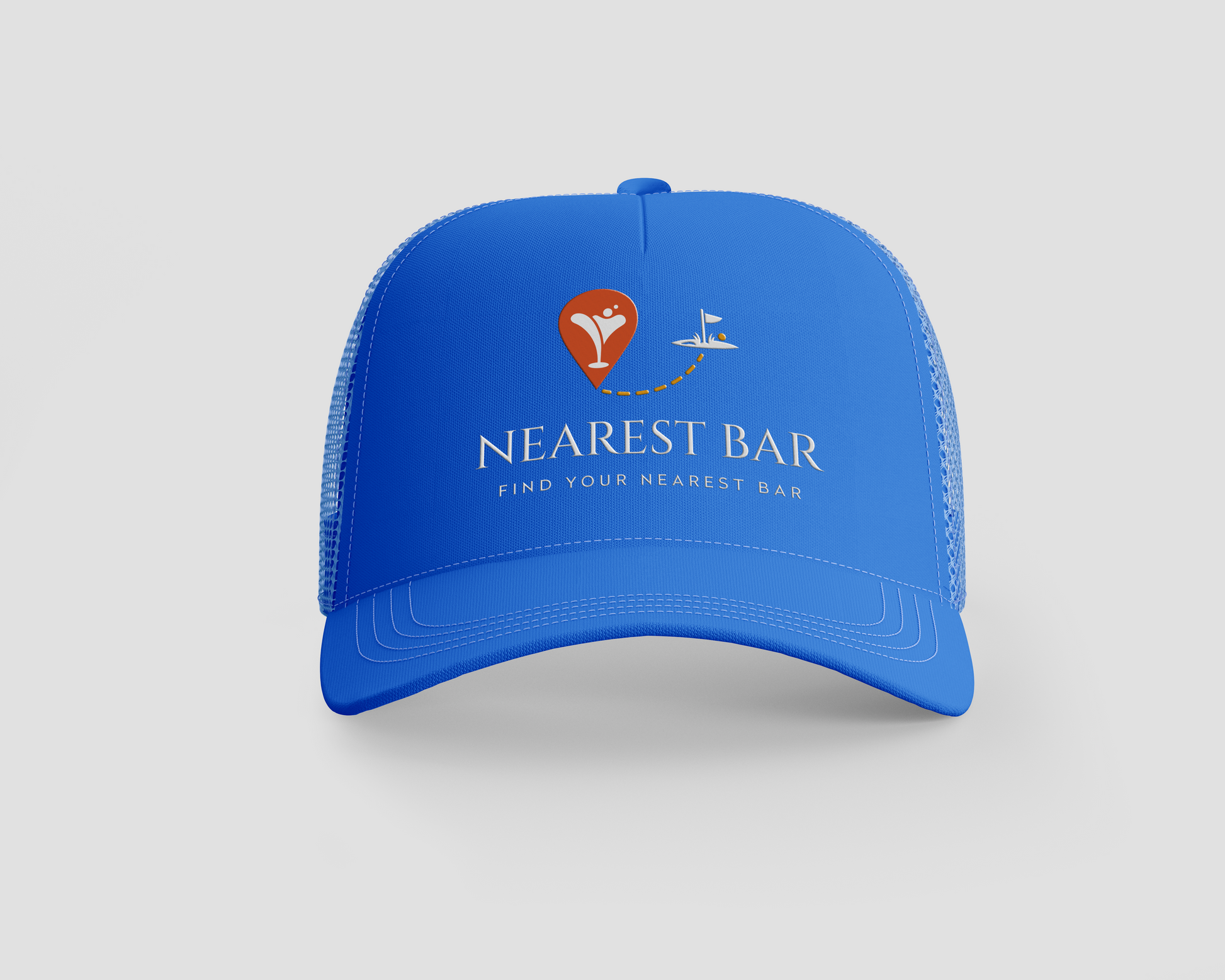 Blue Nearest Bar Trucker Cap — Bar Culture Headwear USA