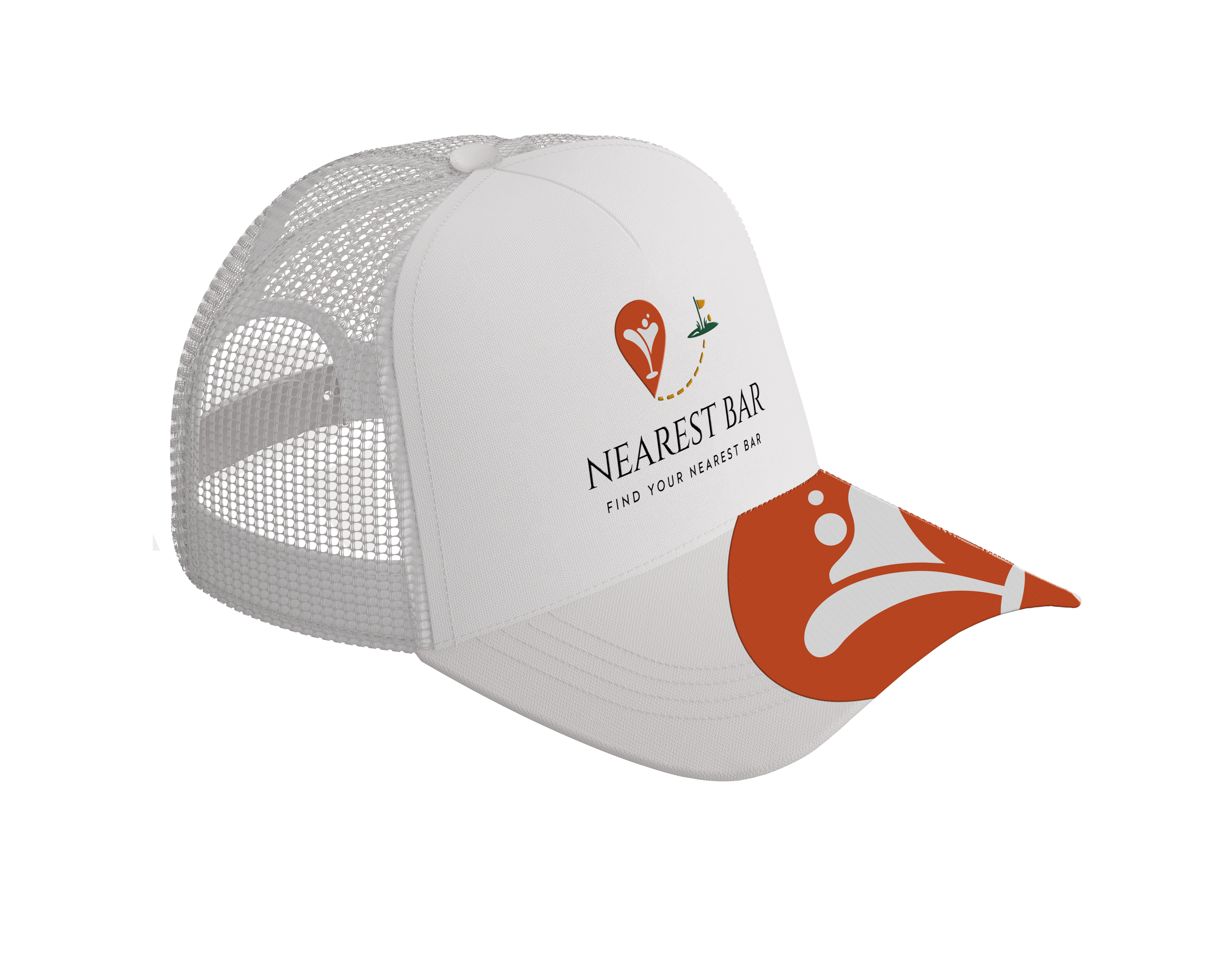 White Nearest Bar Trucker Cap — Bar Culture Headwear USA