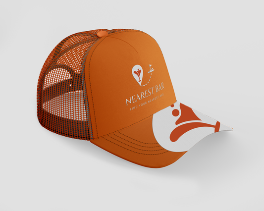 Orange Nearest Bar Trucker Cap — Bar Culture Headwear USA
